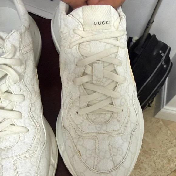 Gucci Cream Textured Sneakers